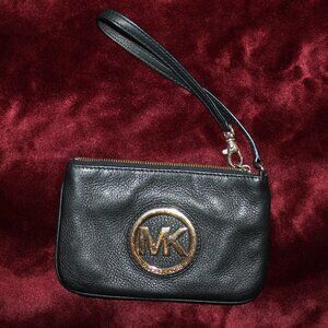 Michael Kors Fulton black pebble leather wristlet